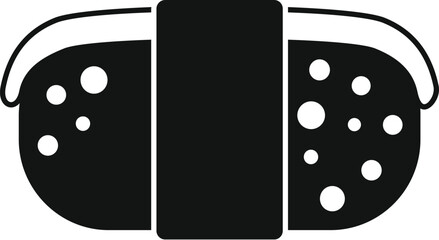 Simple black and white icon of a sushi roll, a popular japanese dish