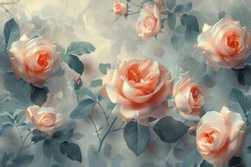 Peach Roses in Soft Focus