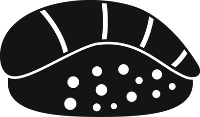 Black glyph icon for sushi with rice and raw fish topping representing japanese cuisine