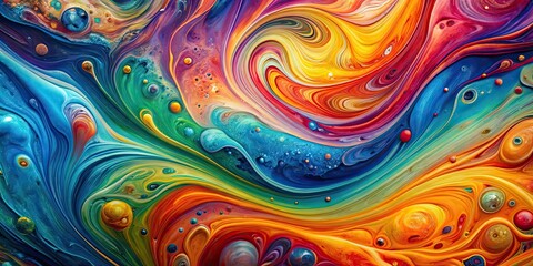 Vibrant abstract acrylic pouring painting with colorful swirls and waves, abstract, acrylic, pouring, painting, vibrant