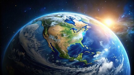 Fototapeta premium Planet Earth viewed from space, earth, world, globe, environment, nature, blue planet, satellite, orbit