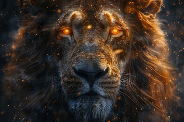 Leo constellation reimagined: a majestic lion with interstellar elements, perfect for astrology themes