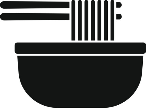recommend clip art: Simple black and white icon of chopsticks holding noodles over a bowl, evoking traditional asian cuisine