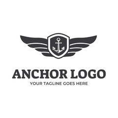 Vintage nautical anchor logo design