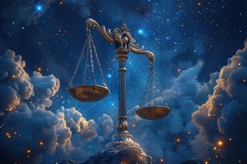 Celestial Libra: a scale with intergalactic features, perfect for astrology-themed visuals