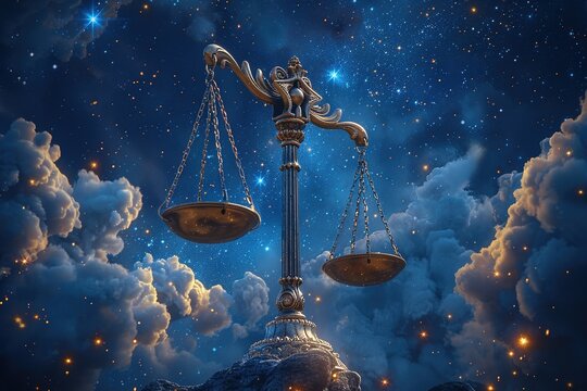Celestial Libra: a scale with intergalactic features, perfect for astrology-themed visuals