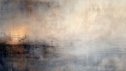 Abstract painting with soft hues and textured brushstrokes, blending warm and cool tones for a serene, contemplative aesthetic.