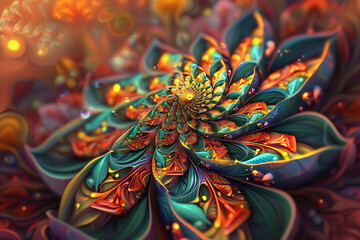 Brightly colored mandala for meditation, featuring intricate patterns and vivid hues, designed to inspire tranquility and focus