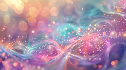 Obraz premium Abstract background with swirling lines and glowing orbs in pastel colors