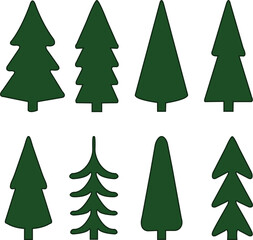 set of christmas trees