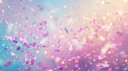 Abstract background featuring pastel confetti gradient and glowing particles