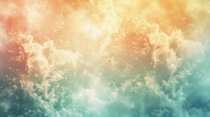 Fototapeta premium Background with diffused cloud-like textures pastel hues and shimmering particles