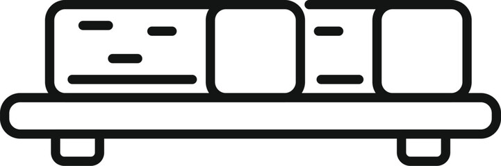 Simple icon of a conveyor belt moving cardboard boxes in a factory