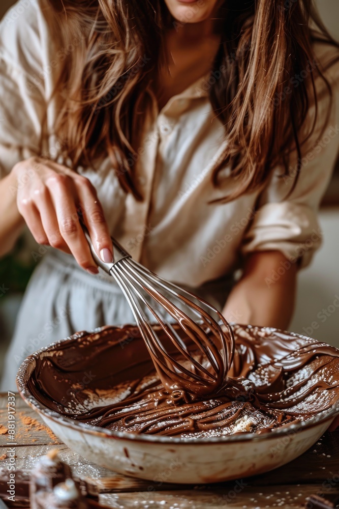 Sticker whisking chocolate cake