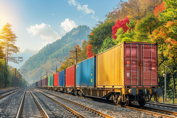 Fototapeta premium Train Logistic. Generative AI.