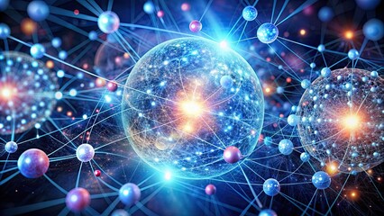 Fototapeta premium of particles exhibiting quantum entanglement in a visual representation, quantum, entanglement