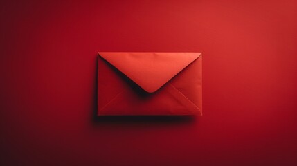 Red Envelopes with blank empty card on red background, flat lay minimal, Chinese New Year celebration