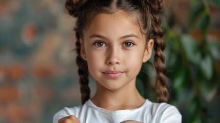 Confident Young Girl with Braided Hair, Portrait of a Strong and Empowered Youth, Girl Power, Positive Self Image, Strong Female Role Model, Inspiring Girl, Empowered Girl, Self Esteem, Beauty
