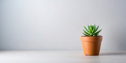 Fototapeta premium Simple potted plant on background, potted plant, green, leaves, houseplant, botanical, nature, isolated, decor, leaf