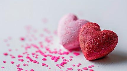 Fototapeta premium Vibrant Valentine Hearts in Macro Detail on White Background with Sony A7R IV