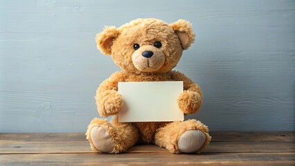 Teddy bear holding a card with copy space, teddy bear, card, copy space, message, cute, soft toy, stuffed animal, gift