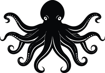 octopus silhouette, octopus icon vector illustration