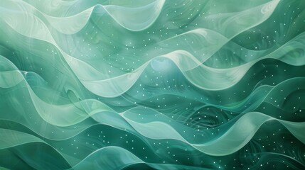 Serene abstract wallpaper with wave-like patterns in turquoise and green. Perfect backdrop