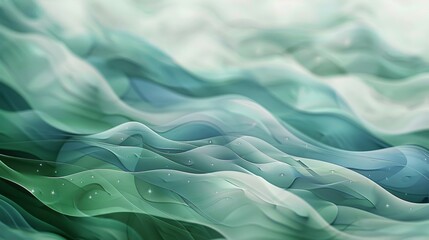 Obraz premium Wave-like turquoise and green abstract wallpaper luminous points. Ideal background