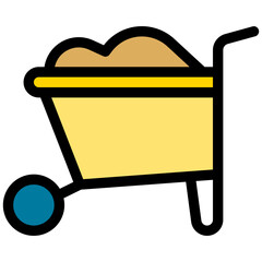 Vector Icon Wheelbarrow, Construction, Garden, Wheel, Cart