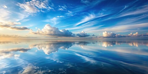 Fototapeta premium Tranquil water surface reflecting the sky , water, background, blue, nature, peaceful, calm, reflection, liquid, serene, clear, aqua
