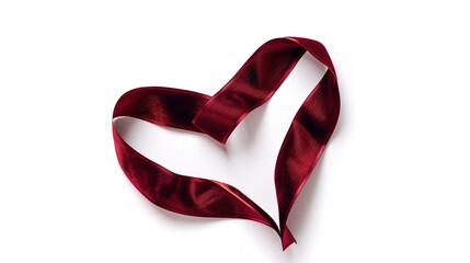 Luxurious Velvet Ribbon Heart Shape on White Background - Elegance and Romance in Detail