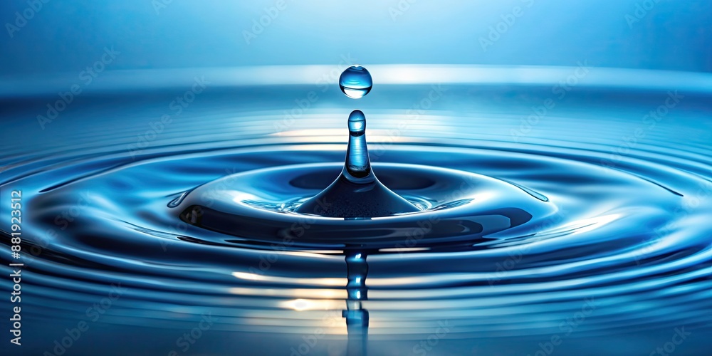 Sticker Raindrop falling on smooth water surface, raindrop, water, surface, smooth, splash, droplet, liquid, clear, purity