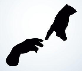 Hands of the creation of Adam. Vector drawing