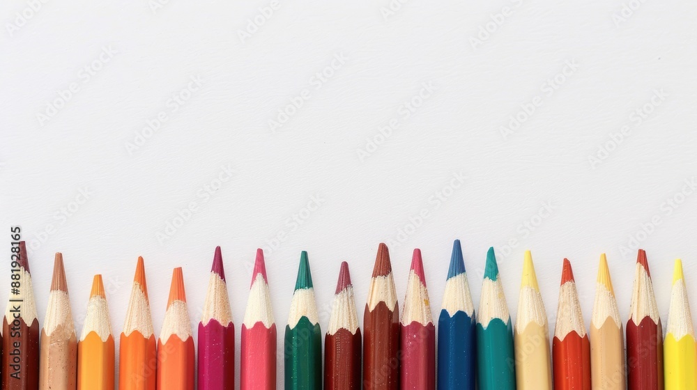 Canvas Prints Color pencils against blank white backdrop for writing notes