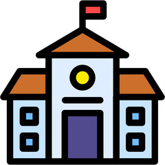 Vector Icon School, College, Education, High School, School Building