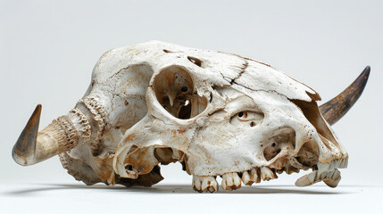 Naklejka premium bull head bone animal skeleton skull isolated on white background
