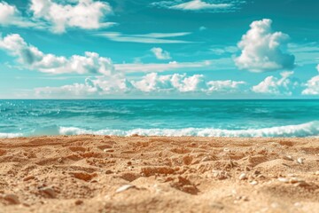 Fototapeta premium A scenic view of the ocean from a sandy beach