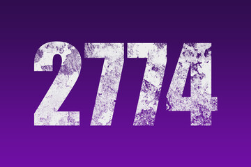 flat white grunge number of 2774 on purple background.	