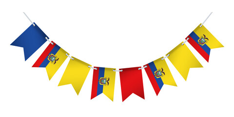 Obraz premium Garland with the flag of Ecuador on a white background.