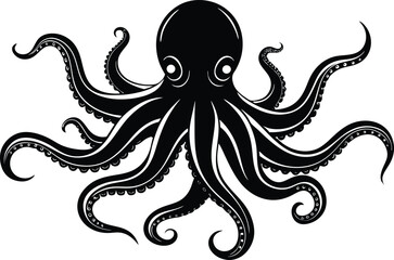 octopus silhouette, octopus icon vector illustration