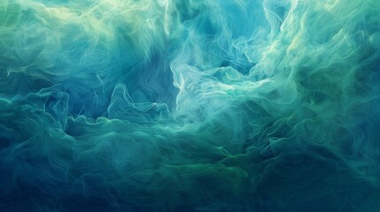Abstract background in cosmic indigo and green with aurora-like waves