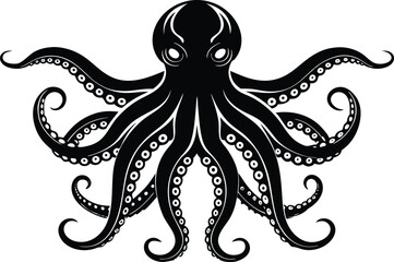 octopus silhouette, octopus icon vector illustration