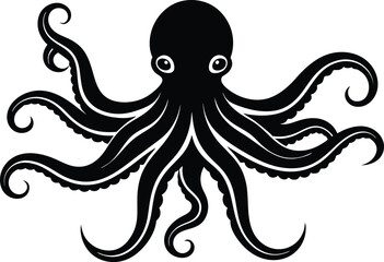 octopus silhouette, octopus icon vector illustration