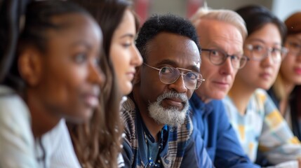 Diverse Group of Multiethnic Young and Senior Adults Finding a Solution to a Team Assignment, Undergoing Workforce Training Program for Improving Skills of Employees and Prospective Job Applicants.