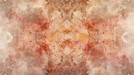 Obraz premium Wallpaper in sienna and dusty rose with mandala-like desert designs