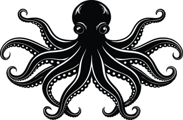 octopus silhouette, octopus icon vector illustration