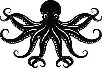 octopus silhouette, octopus icon vector illustration