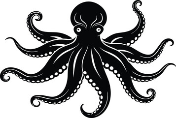 octopus silhouette, octopus icon vector illustration