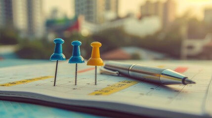 Calendar with Pins and Pen for Planning