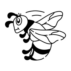 A doodle style icon of cute bumblebee 